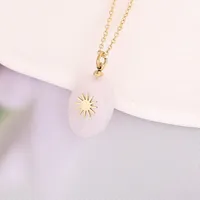 Natural Stone 18K Gold Plated Cross Pendant sku image 14
