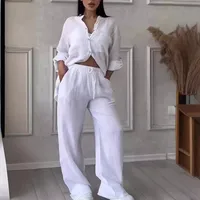 Holiday Daily Women's Casual Solid Color Linen Pocket Pants Sets Pants Sets main image 3