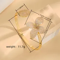Copper 18K Gold Plated Inlay Flower Zircon Bangle main image 3