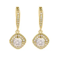 Fashion Square Inlaid Zircon Copper Drop Earrings Wholesale sku image 8