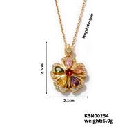 Modern Style Classic Style Anchor Flower 304 Stainless Steel Copper Three-dimensional Inlay Zircon Rhodium Plated Women's Pendant Necklace sku image 3
