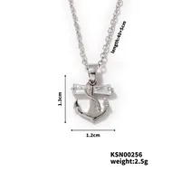 Modern Style Classic Style Anchor Flower 304 Stainless Steel Copper Three-dimensional Inlay Zircon Rhodium Plated Women's Pendant Necklace sku image 1