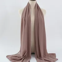 132 Colors In Stock Solid Color 148S Full Scarf Baotou Scarf Pearl Chiffon Bubble Scarf Chiffon Beads Ethnic Headscarf sku image 19