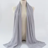 132 Colors In Stock Solid Color 148S Full Scarf Baotou Scarf Pearl Chiffon Bubble Scarf Chiffon Beads Ethnic Headscarf sku image 13