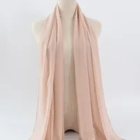 132 Colors In Stock Solid Color 148S Full Scarf Baotou Scarf Pearl Chiffon Bubble Scarf Chiffon Beads Ethnic Headscarf sku image 25