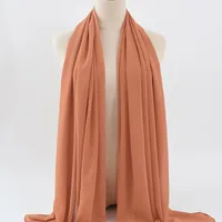132 Colors In Stock Solid Color 148S Full Scarf Baotou Scarf Pearl Chiffon Bubble Scarf Chiffon Beads Ethnic Headscarf sku image 10