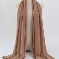 132 Colors In Stock Solid Color 148S Full Scarf Baotou Scarf Pearl Chiffon Bubble Scarf Chiffon Beads Ethnic Headscarf sku image 22