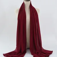 132 Colors In Stock Solid Color 148S Full Scarf Baotou Scarf Pearl Chiffon Bubble Scarf Chiffon Beads Ethnic Headscarf sku image 26