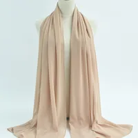 132 Colors In Stock Solid Color 148S Full Scarf Baotou Scarf Pearl Chiffon Bubble Scarf Chiffon Beads Ethnic Headscarf sku image 23