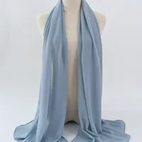 132 Colors In Stock Solid Color 148S Full Scarf Baotou Scarf Pearl Chiffon Bubble Scarf Chiffon Beads Ethnic Headscarf sku image 35