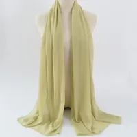 132 Colors In Stock Solid Color 148S Full Scarf Baotou Scarf Pearl Chiffon Bubble Scarf Chiffon Beads Ethnic Headscarf sku image 34