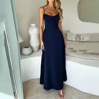 Foreign Trade Women's Independent Station New Temperament Elegant Lace A Word Solid Color Long Dress sku image 10