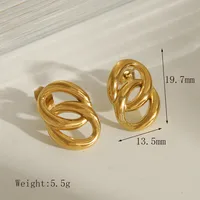 1 Pair Casual Commute Irregular 304 Stainless Steel 18K Gold Plated Ear Studs main image 6