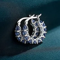 Fashion Full Inlaid Zircon Copper Lace Earrings U-shaped Earrings sku image 6