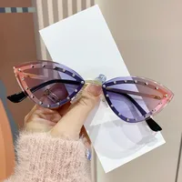 Punk Classic Style Gradient Color Ac Gradient Tinted Lenses Cat Eye Full Frame Glasses sku image 6