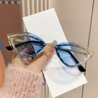 Punk Classic Style Gradient Color Ac Gradient Tinted Lenses Cat Eye Full Frame Glasses sku image 1