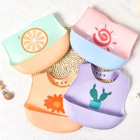 Casual Cute Cartoon Flower Silica Gel Burp Cloths Bib Baby Accessories main image 1