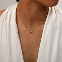 Wholesale Jewelry IG Style Solid Color 201 Stainless Steel 18K Gold Plated Pendant Necklace main image 3
