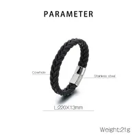 Casual Simple Style Solid Color 304 Stainless Steel Cowhide Leather Braid Men's Bangle main image 10