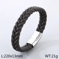 Casual Simple Style Solid Color 304 Stainless Steel Cowhide Leather Braid Men's Bangle sku image 1