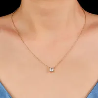 Elegant Luxurious Square Sterling Silver Plating Inlay Zircon 18k Gold Plated Pendant Necklace main image 1