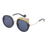 Fashion Leopard Pc Round Frame Diamond Full Frame Women's Sunglasses sku image 8