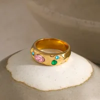 Wholesale Jewelry Sweet Round 304 Stainless Steel Zircon Rings main image 3