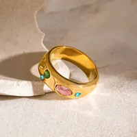 Wholesale Jewelry Sweet Round 304 Stainless Steel Zircon Rings main image 1