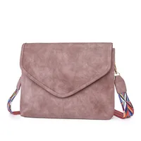 Women's Medium Pu Leather Solid Color Basic Classic Style Square Flip Cover Crossbody Bag sku image 1