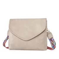 Women's Medium Pu Leather Solid Color Basic Classic Style Square Flip Cover Crossbody Bag sku image 3