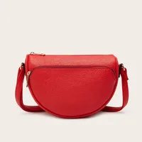 Women's Medium Pu Leather Solid Color Basic Classic Style Semicircle Zipper Crossbody Bag main image 1