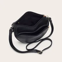 Women's Medium Pu Leather Solid Color Basic Classic Style Semicircle Zipper Crossbody Bag main image 3