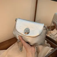 Women's Medium Pu Leather Solid Color Basic Classic Style Sewing Thread Square Flip Cover Crossbody Bag sku image 1