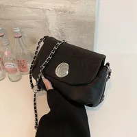 Women's Medium Pu Leather Solid Color Basic Classic Style Sewing Thread Square Flip Cover Crossbody Bag sku image 3