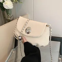 Women's Medium Pu Leather Solid Color Basic Classic Style Sewing Thread Square Flip Cover Crossbody Bag sku image 4
