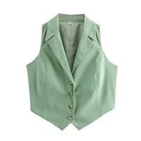 Women's Vest Sleeveless Blazers Vintage Style Streetwear Solid Color sku image 8