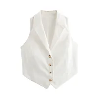 Women's Vest Sleeveless Blazers Vintage Style Streetwear Solid Color sku image 3
