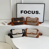 Women's Medium Pu Leather Monogram Vintage Style Classic Style Sewing Thread Square Flip Cover Underarm Bag main image 1