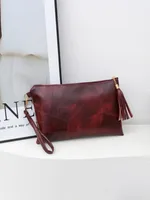 Black Brown Pu Leather Solid Color Clutches sku image 3