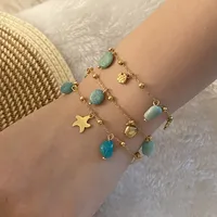 Beach Simple Style Commute Starfish Shell Fish Tail 304 Stainless Steel 18K Gold Plated Acrylic Natural Stone Bracelets In Bulk main image 2