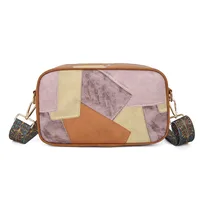 Women's Medium Pu Leather Color Block Vintage Style Square Zipper Crossbody Bag main image 4