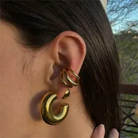 1 Piece IG Style Simple Style C Shape Geometric Polishing Plating 304 Stainless Steel 18K Gold Plated Ear Cuffs main image 4