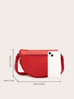 Women's Medium Pu Leather Solid Color Basic Classic Style Semicircle Zipper Crossbody Bag main image 6