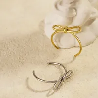 Wholesale Jewelry Simple Style Bow Knot 304 Stainless Steel No Inlaid 18K Gold Plated Gold Plated main image 5