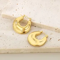 1 Pair Vintage Style Solid Color Plating 304 Stainless Steel 18K Gold Plated Earrings main image 5