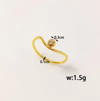 Wholesale Jewelry Simple Style Classic Style Commute Round Waves 304 Stainless Steel Titanium Steel Zircon 18K Gold Plated Inlay Rings main image 7
