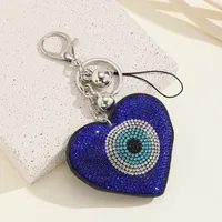 Basic Heart Shape Eye Rhinestone Plating Keychain main image 2