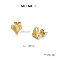 1 Pair Sweet Simple Style Heart Shape 304 Stainless Steel 18K Gold Plated Ear Studs main image 10