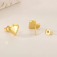 1 Pair Sweet Simple Style Heart Shape 304 Stainless Steel 18K Gold Plated Ear Studs main image 5