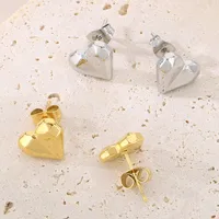 1 Pair Sweet Simple Style Heart Shape 304 Stainless Steel 18K Gold Plated Ear Studs main image 7